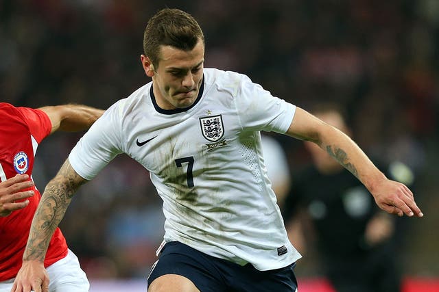 <p>Jack Wilshere</p>

<p>Restored to line-up after bench-warming spells for club and country. One forceful run halted by Beausejour and stung hands of Bravo from outside area. 7</p>