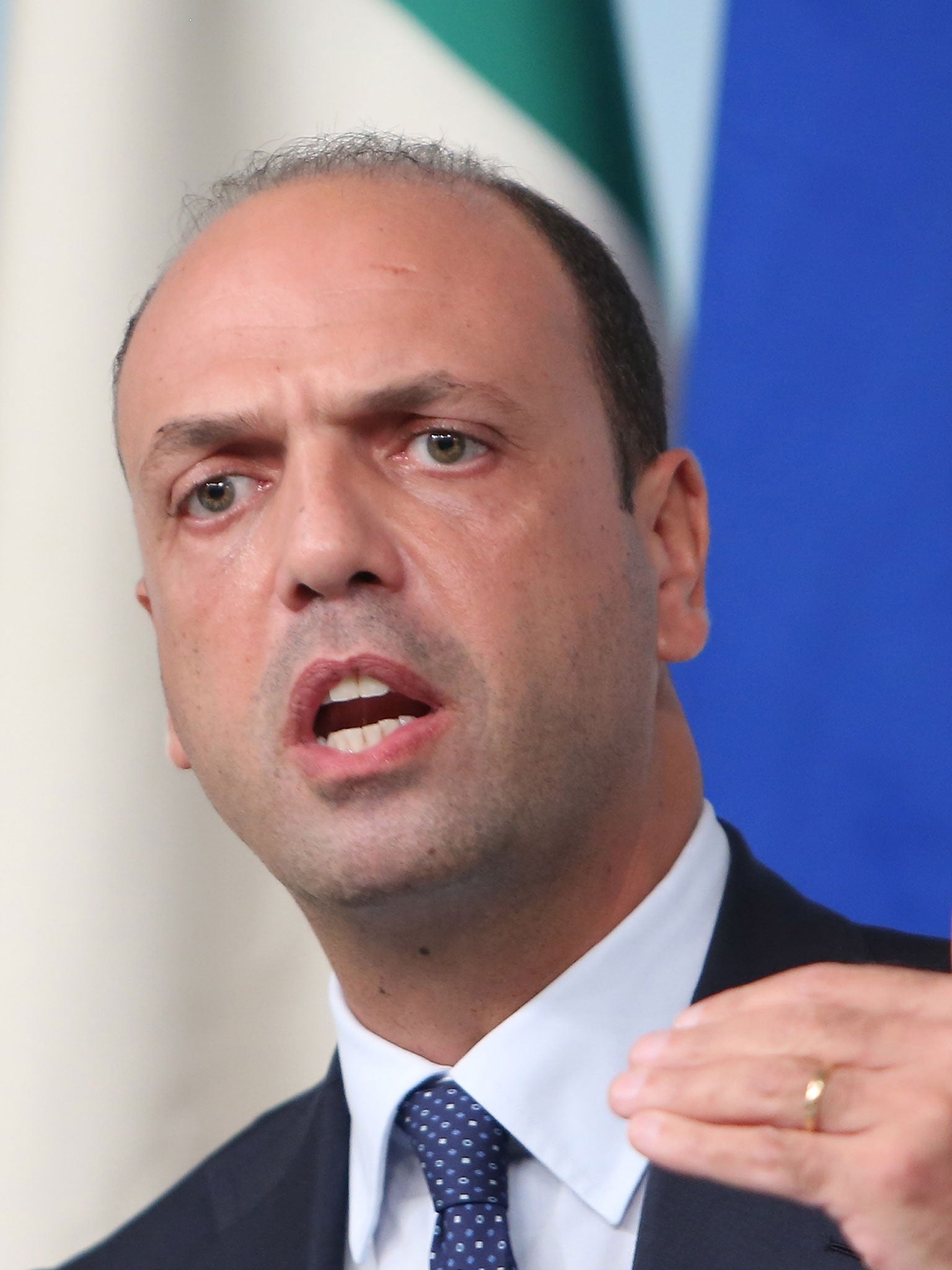 Deputy Prime Minister and Interior Minister Angelino Alfano of the PDL attends a press conference at Palazzo Chigi on October 9, 2013