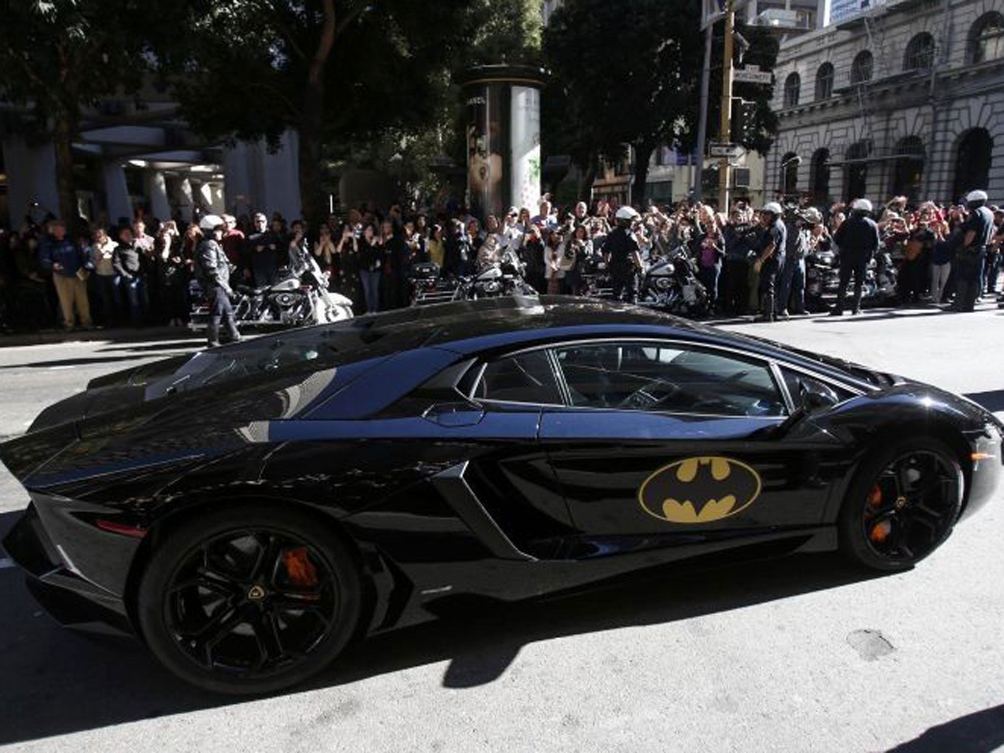 The Batmobile Batkid Miles arrived in
