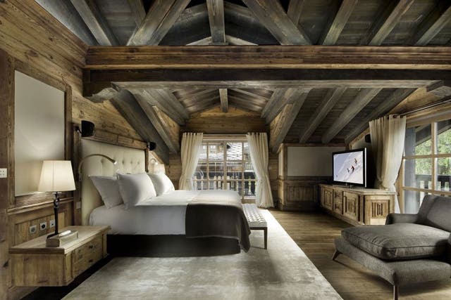The luxurious master bedroom in the chalet