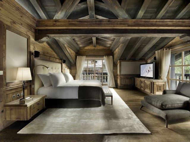 The luxurious master bedroom in the chalet