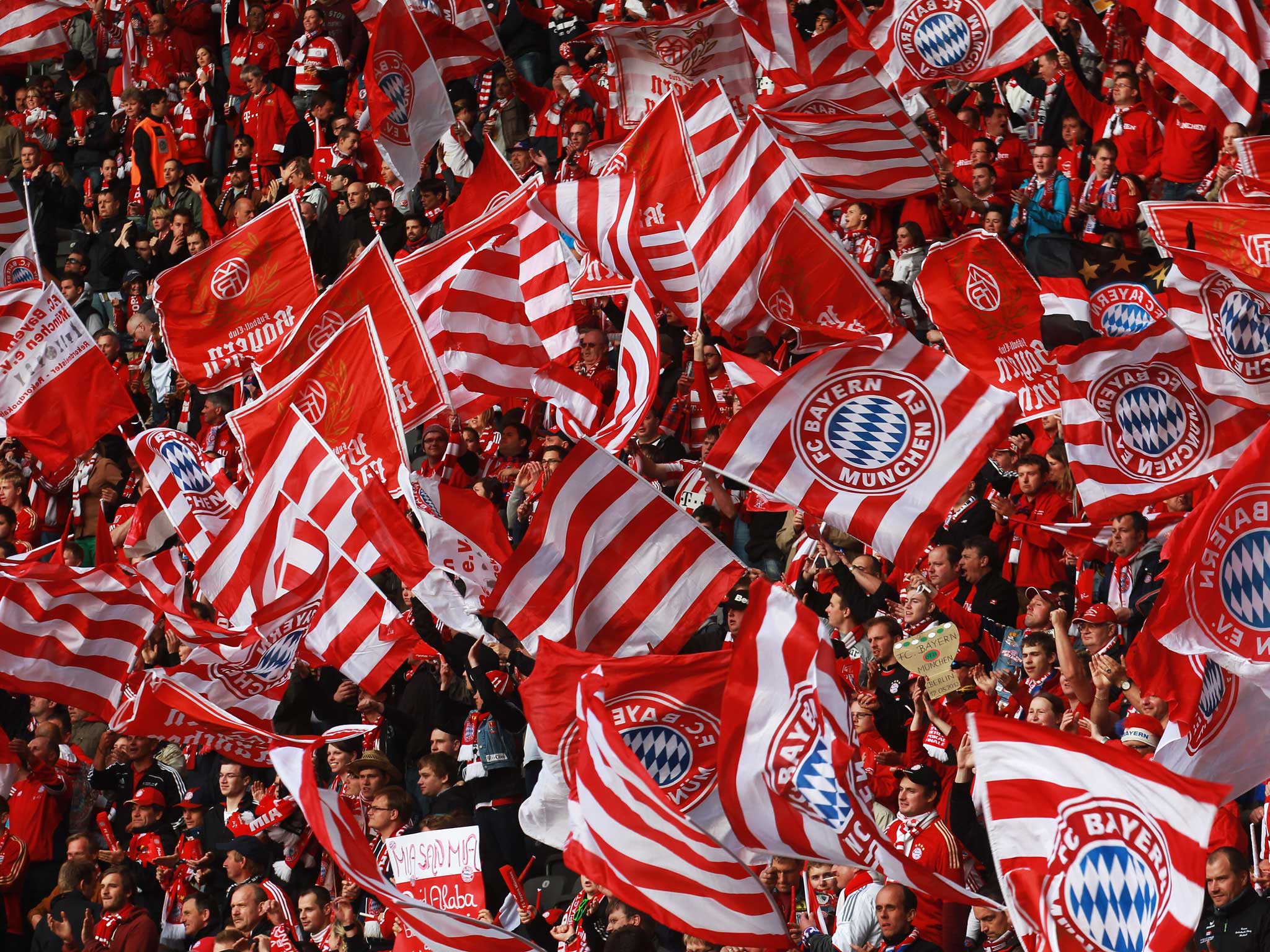 Crowds support Bayern Munich at a recent match