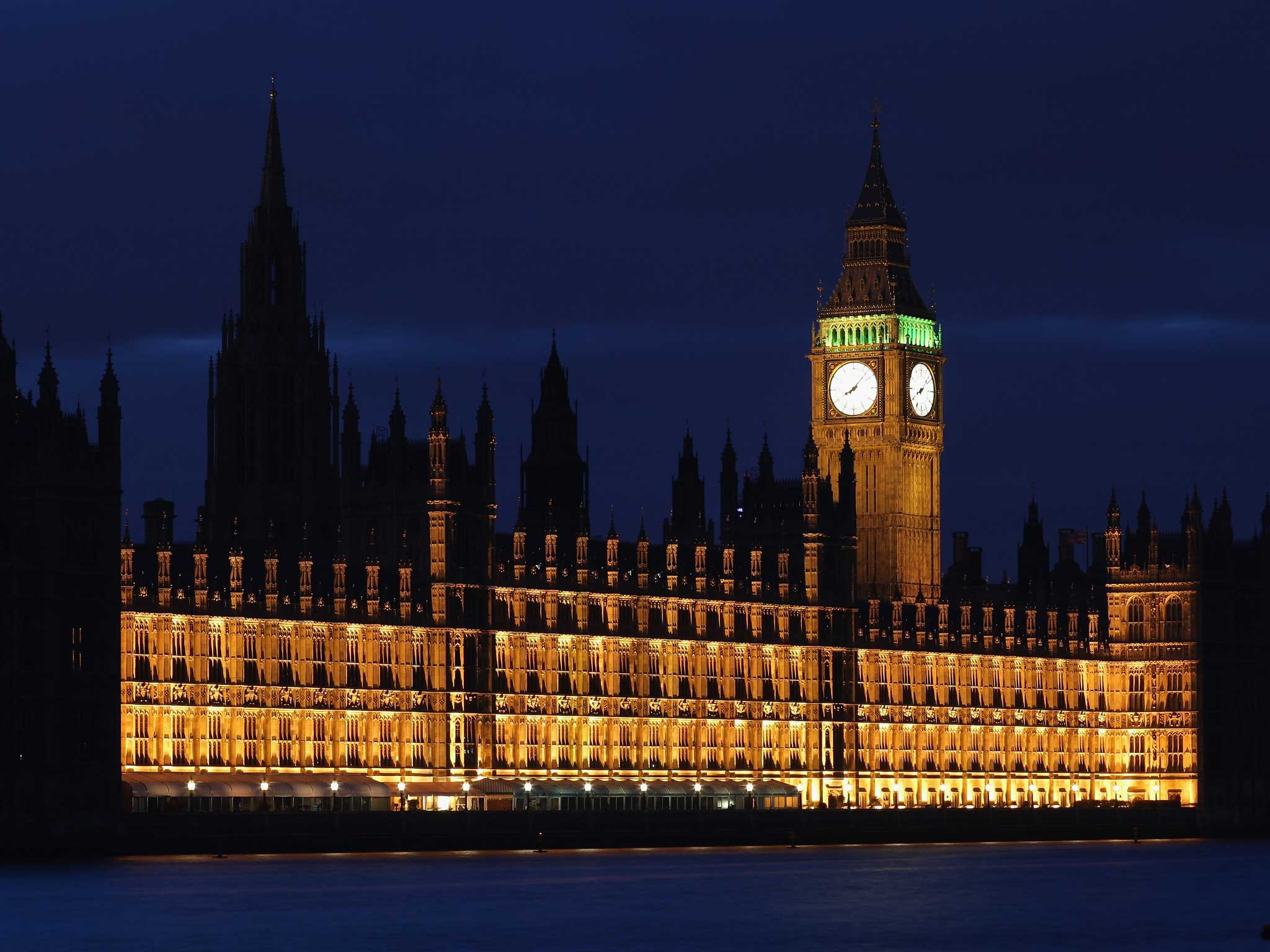 The Houses of Parliament illuminated at night