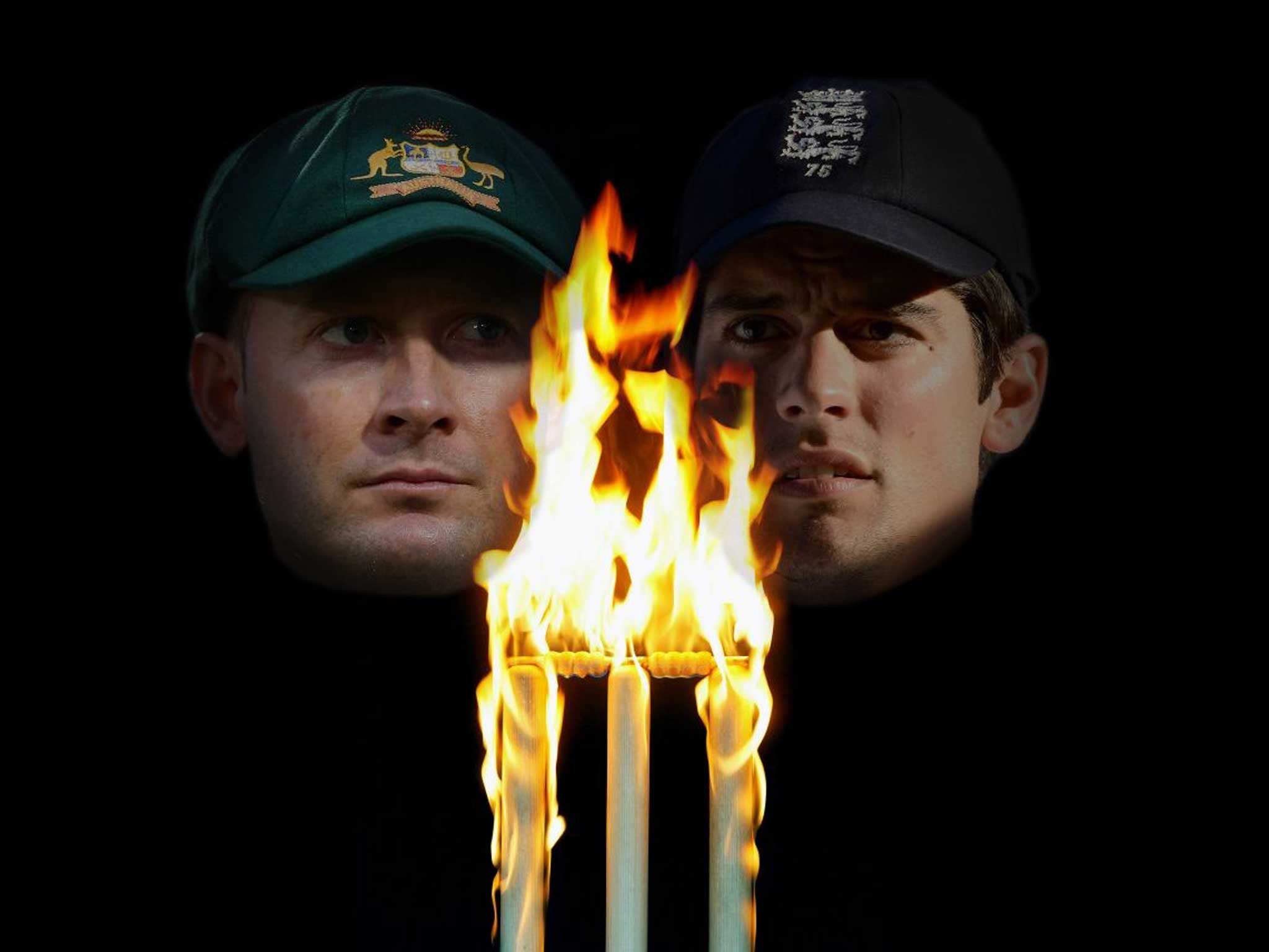 The heat is on England captain Alastair Cook (right) and his Australian counterpart Michael Clarke
