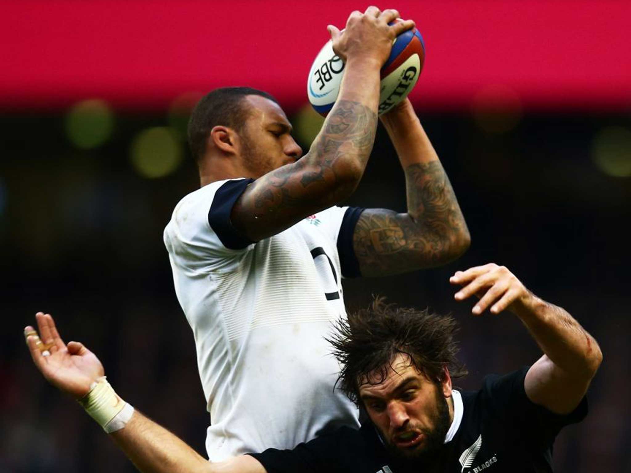 One jump ahead: Courtney Lawes gathers but England were patchy