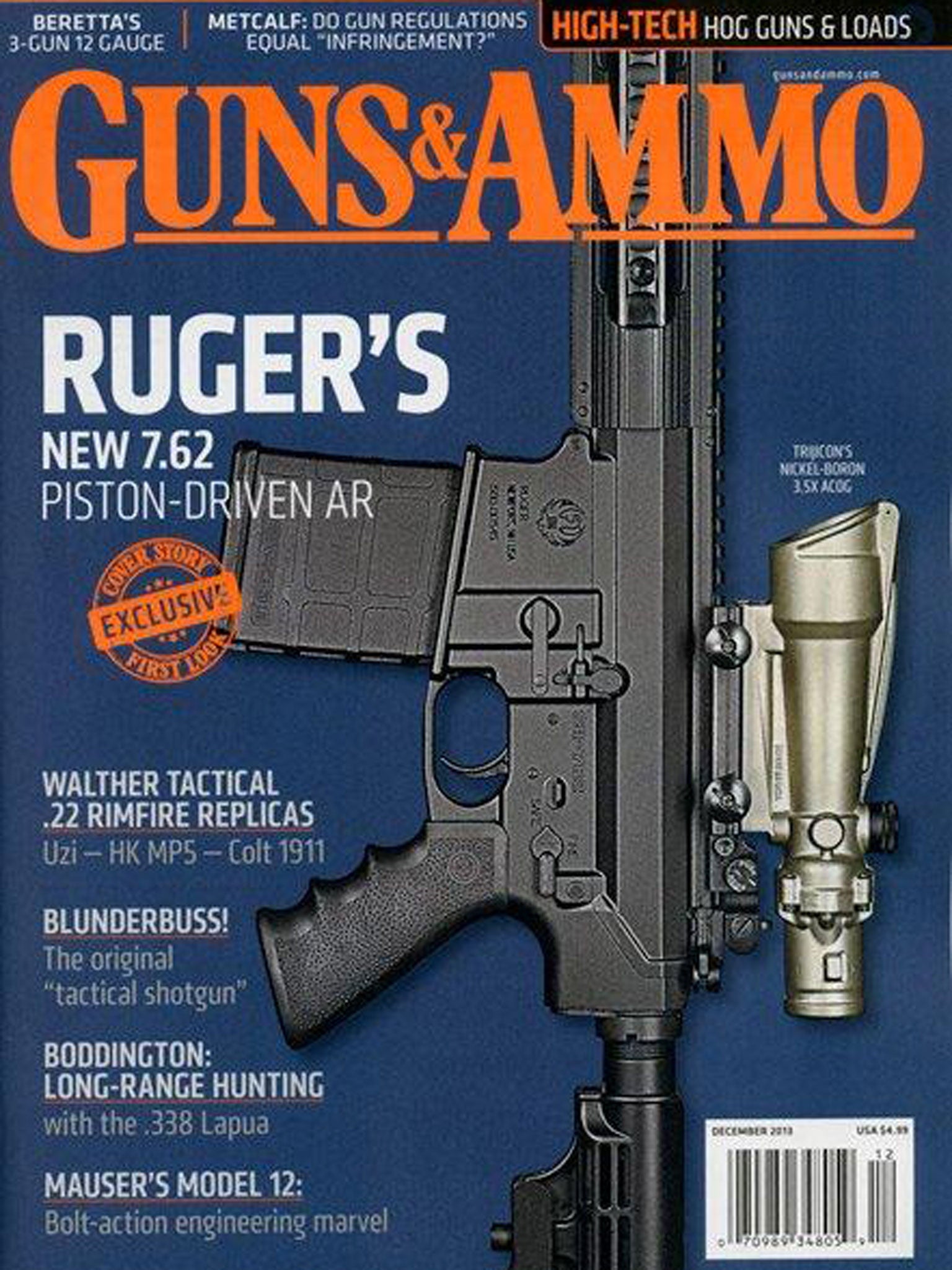 Latest issue of Guns & Ammo in which Dick Metcalf discussed the difference between regulation and infringement of gun laws. He has since been fired