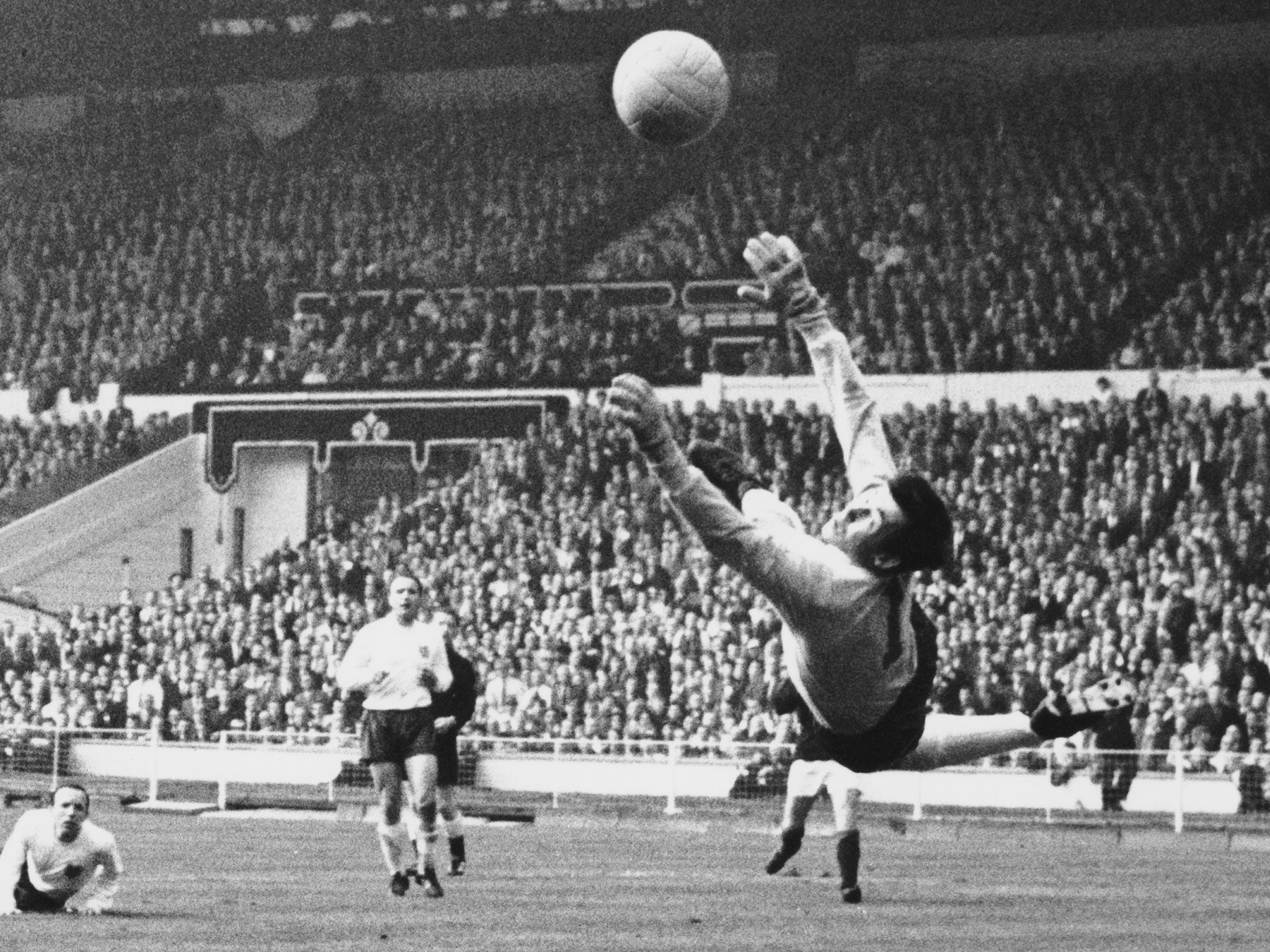 Gordon Banks makes a save for England against Scotland back in 1967