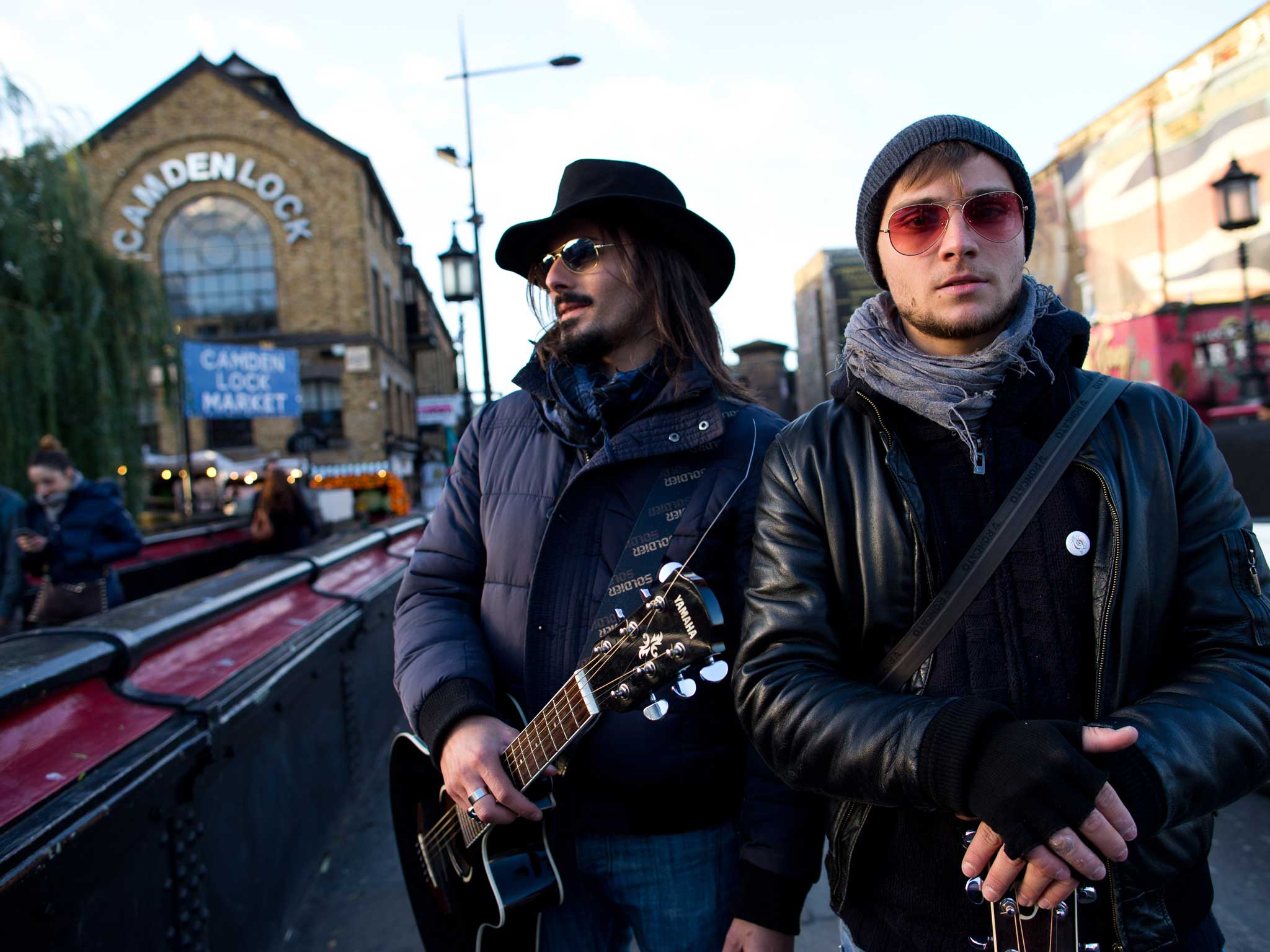 Buskers perform in Camden