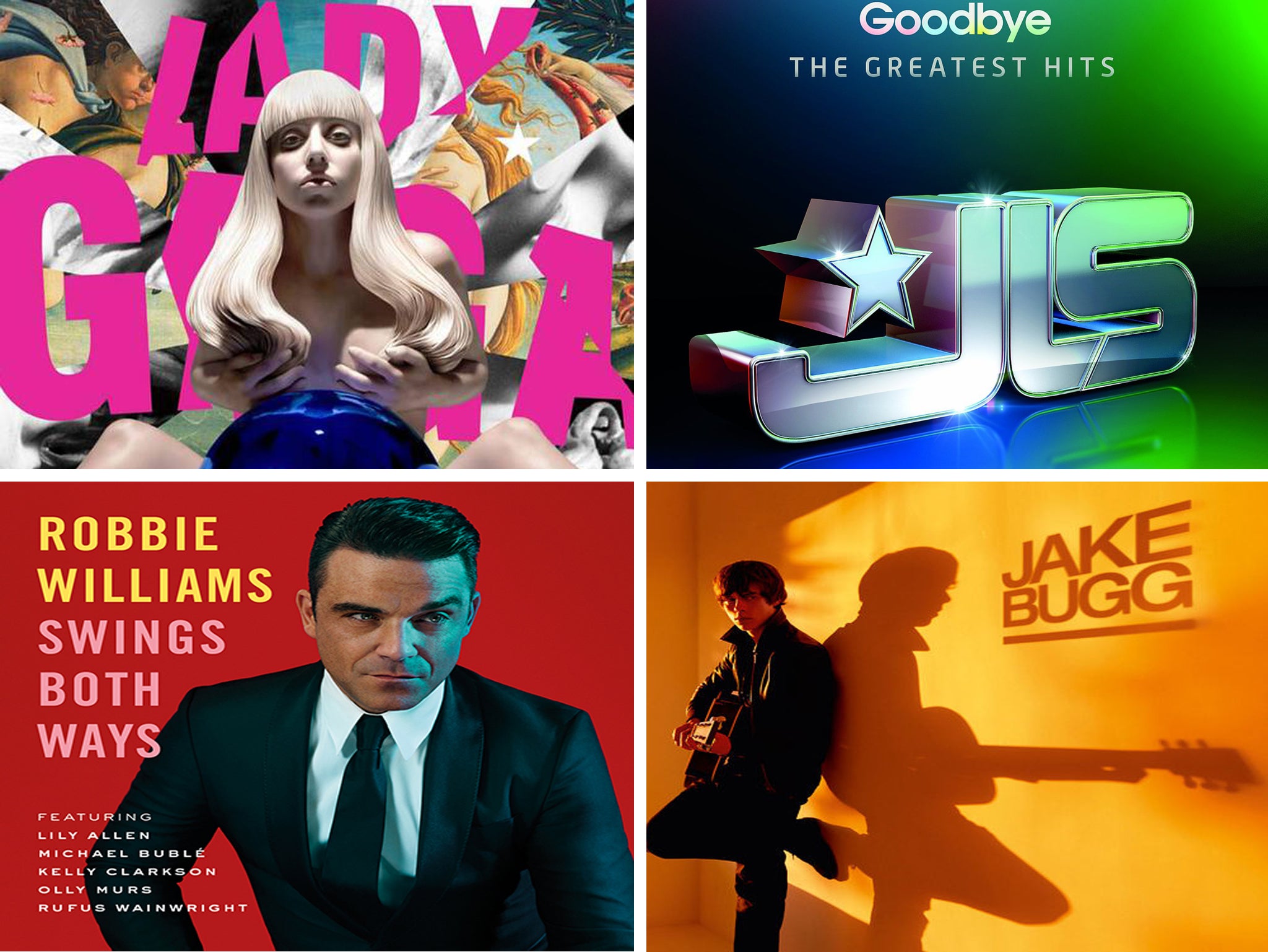 Lady Gaga, Robbie Williams, JLS and Jake Bugg are competing for the 1000th number one UK album this week