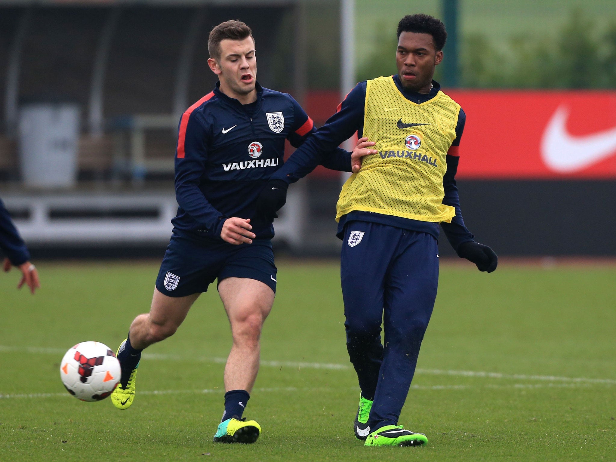 Sturridge, right, at training. Roy Hodgson is confident Sturridge is ready to play against Germany
