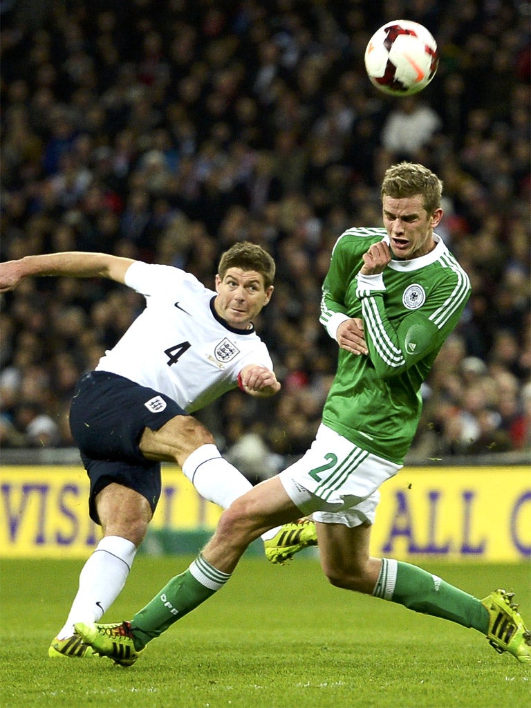 Steven Gerrard was once again England’s driving force on another disappointing night
