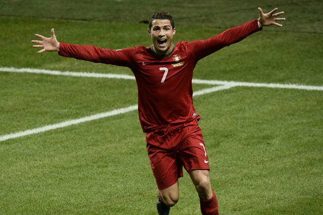 Cristiano Ronaldo celebrates after his hat-trick took Portugal to the World Cup