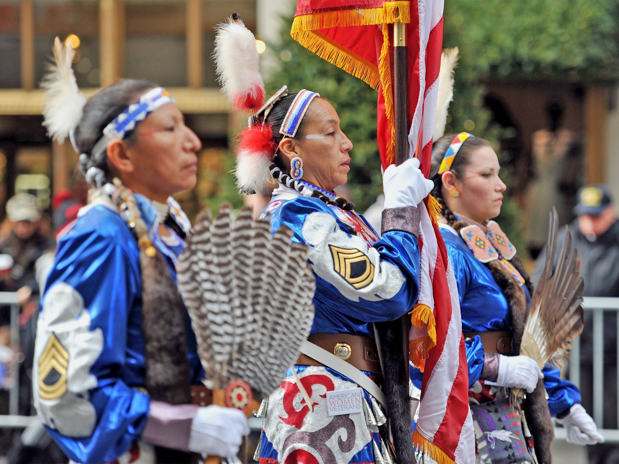 Members of the Native American Women Warriors march during the annual Veterans Day Parade in New York earlier this month