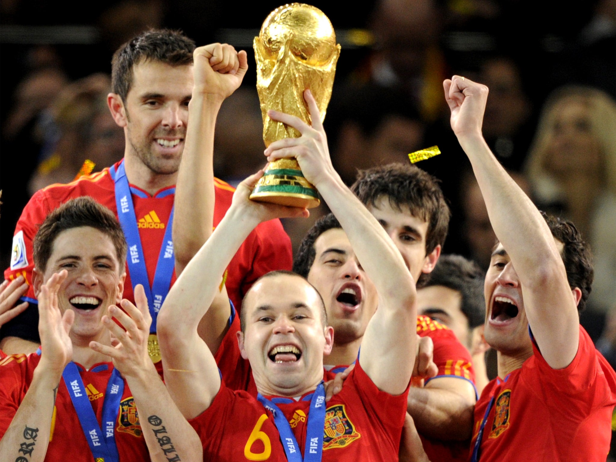 Spain parade the World Cup in 2010