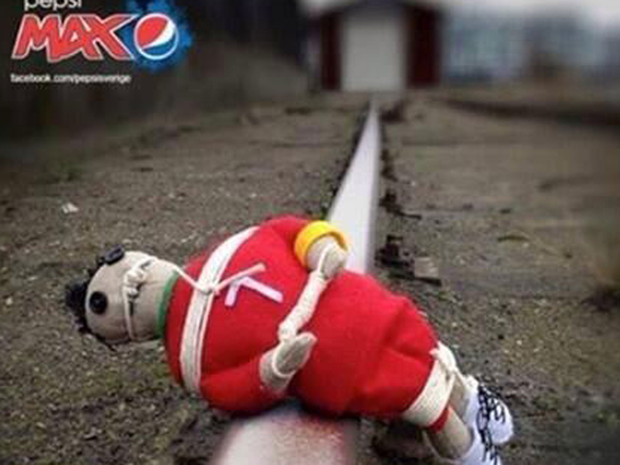 The viral shows Cristiano Ronaldo tied to a train track