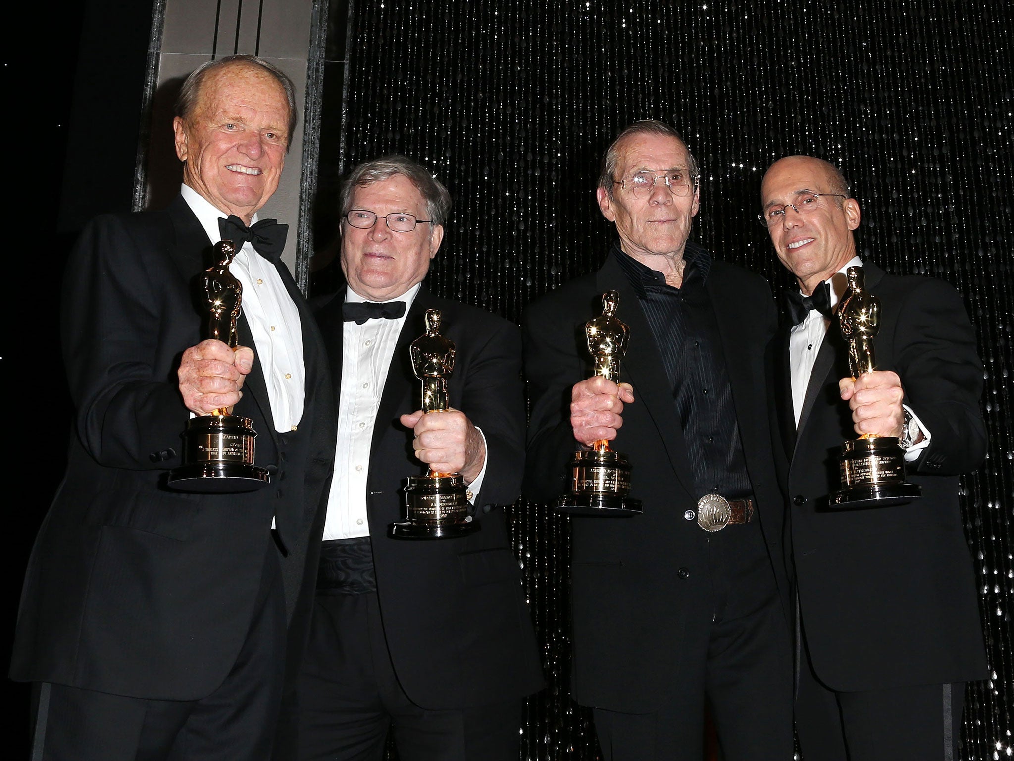 Oscars recognition: George Stevens Jr, DA Pennebaker, Hal Needham and Jeffrey Katzenberg receive Governors Awards from the Academy in 2012 (Getty)