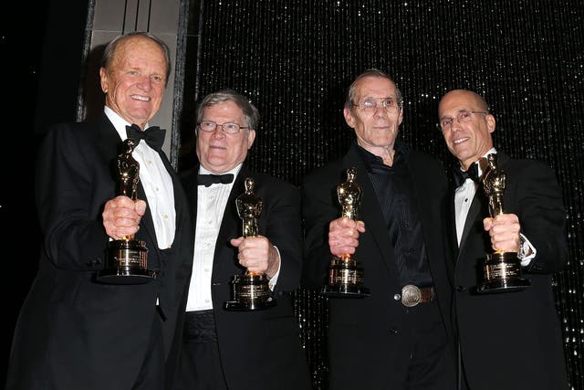 Oscars recognition: George Stevens Jr., D A Pennebaker, Needham and Jeffrey Katzenberg receive Governors Awards from the Academy last year