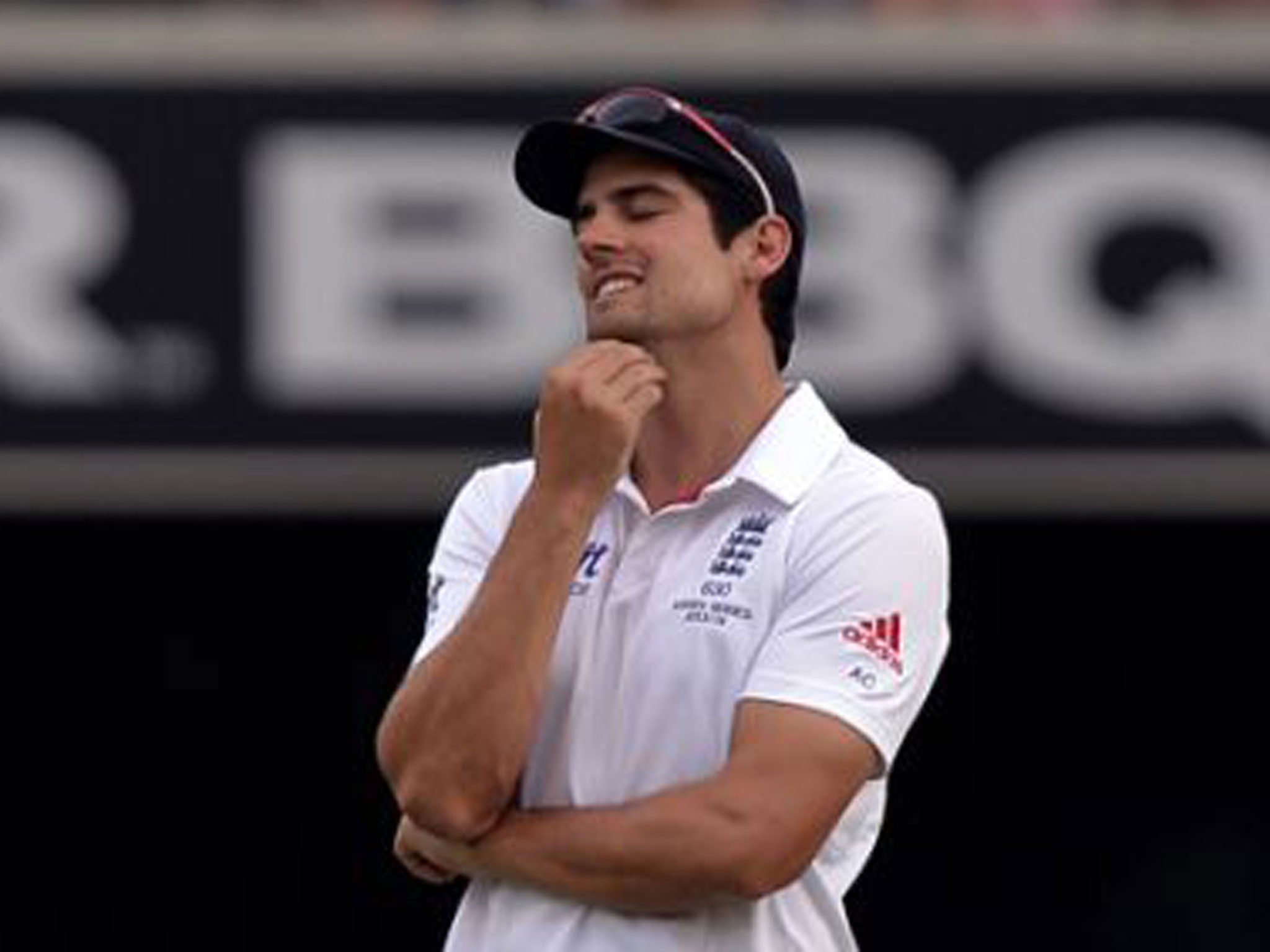 Alastair Cook looks-on during day two of the first Ashes Test at The Gabba