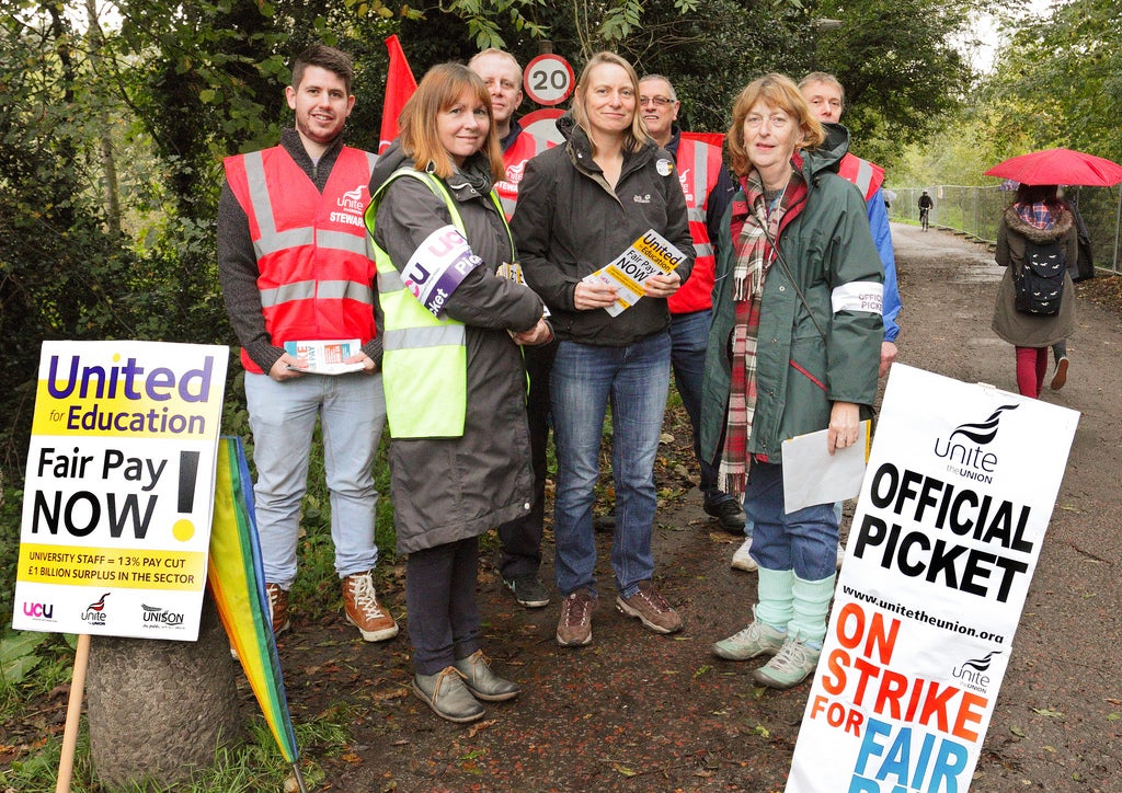 A picket line of campaigners for fair pay at the University of East Anglia on November 1st
