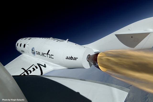 The Virgin Spaceship Enterprise is seen breaking the speed of sound in April 2013.