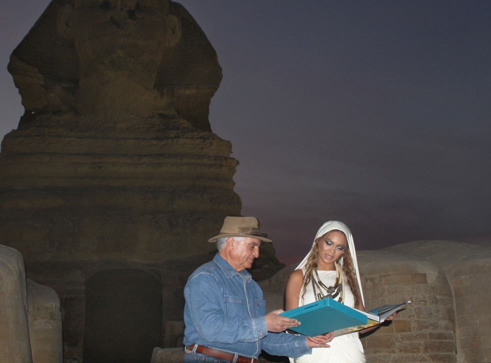 Dr Zahi Hawass with Beyoncé during the singer's visit to the pyramids earlier this month