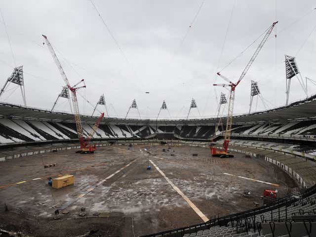 A view of the construction site at the Olympic Stadium this week