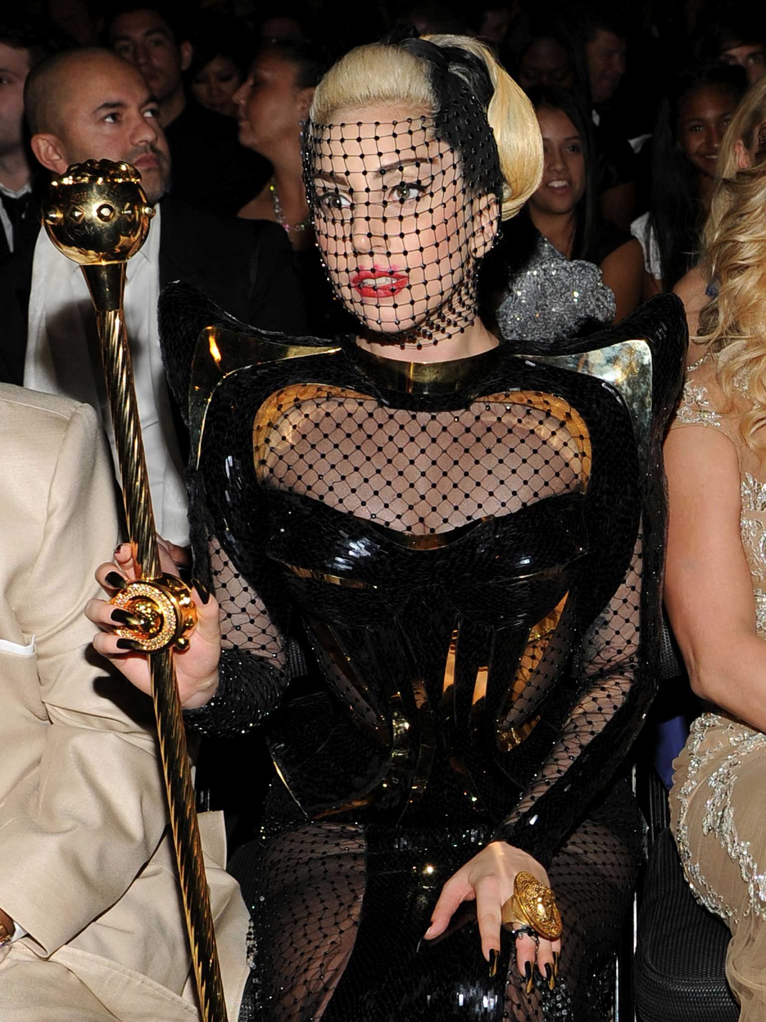 Singer Lady Gaga in Versace at last year's Grammy awards