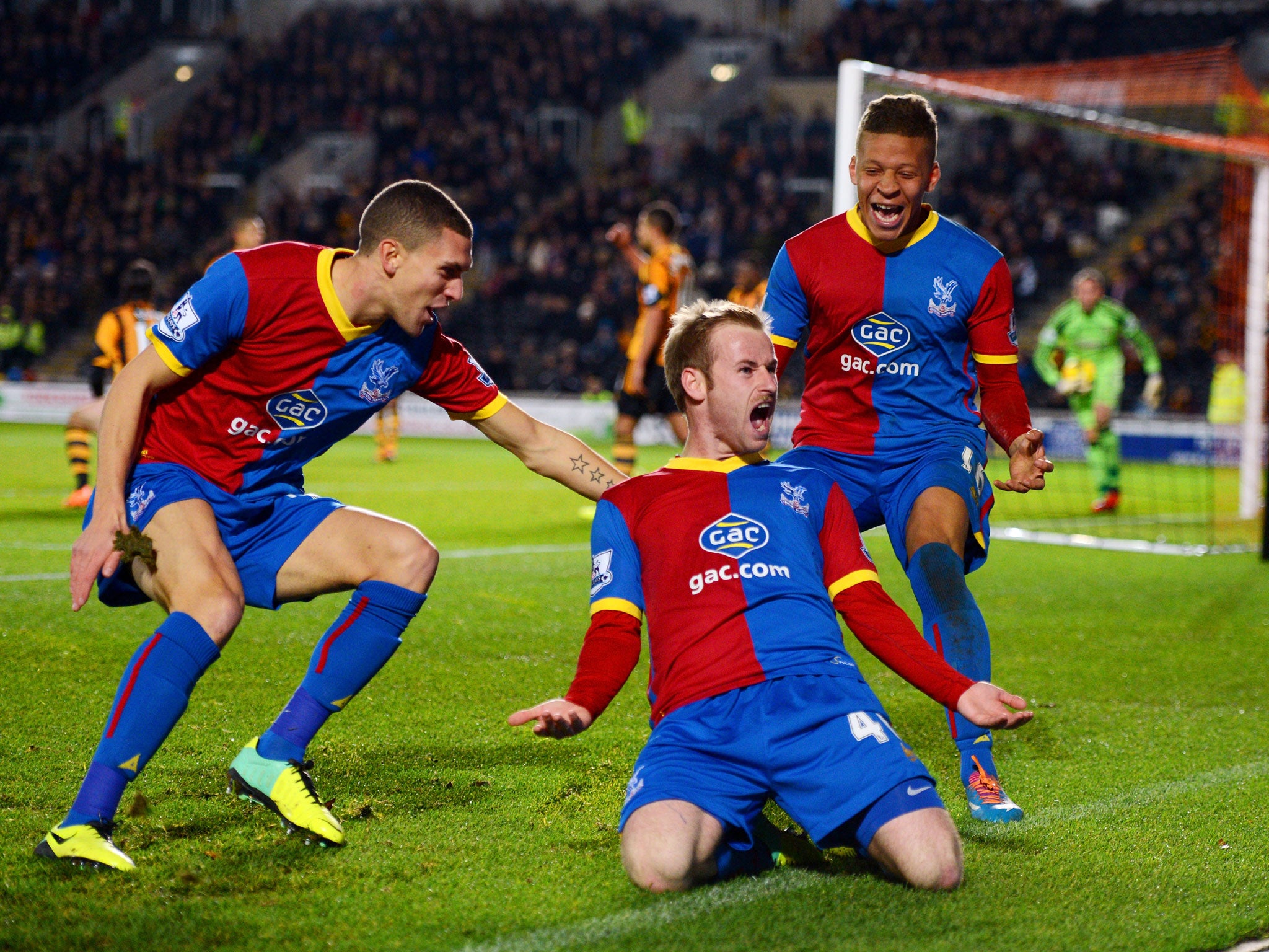 Hull City 0 Crystal Palace 1: Barry Bannan of Crystal Palace celebrates scoring the opening goal