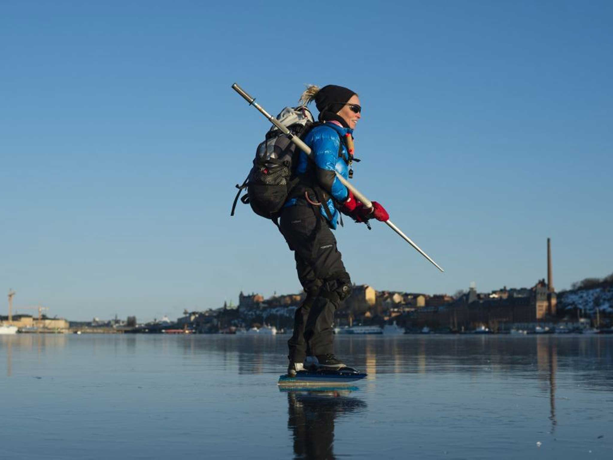 Walk on water: Ice skating on a frozen bay off Sweden’s coast