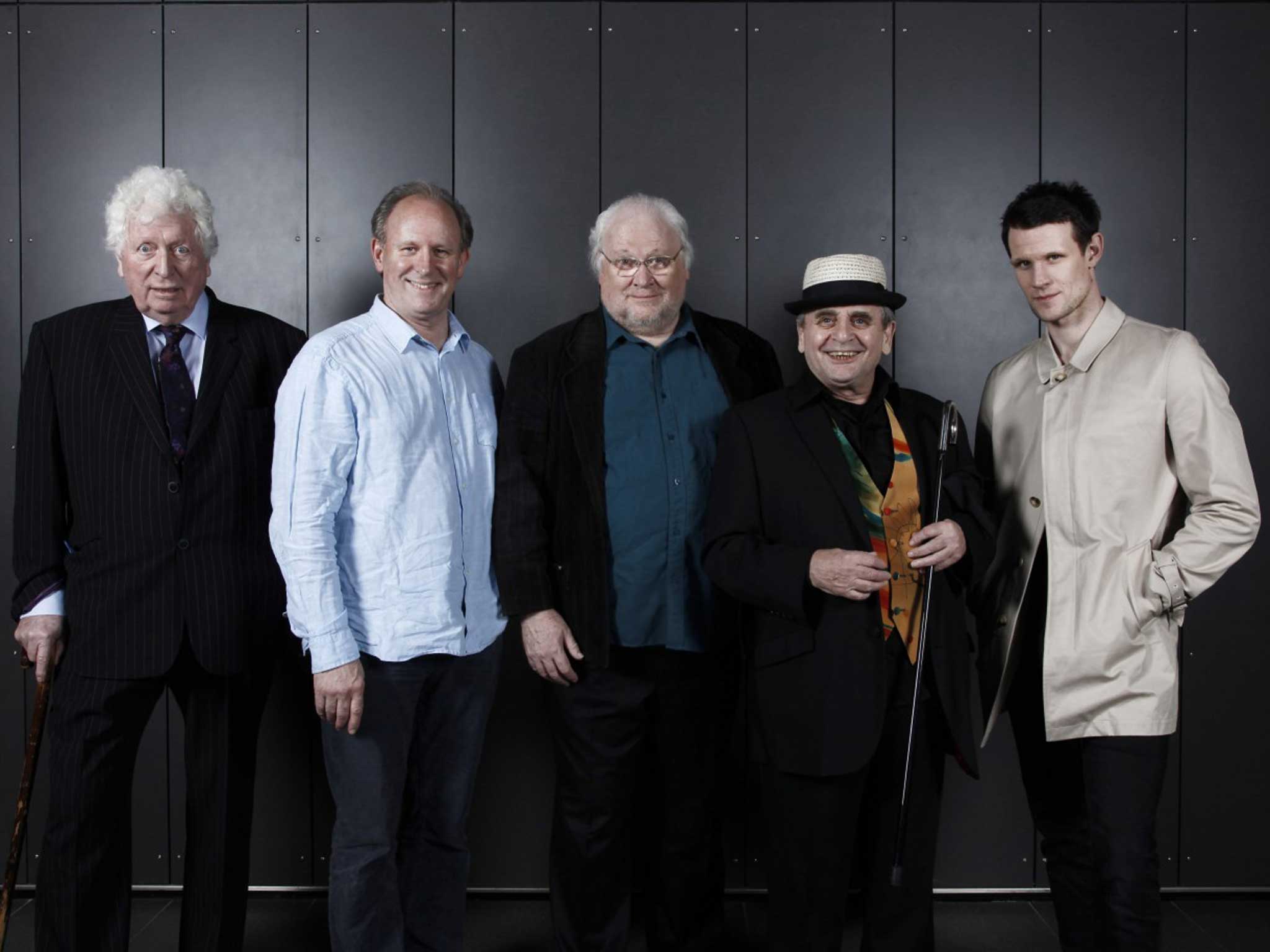 Lords line up: From left: Tom Baker, Peter Davison, Colin Baker, Sylvester McCoy, Matt Smith