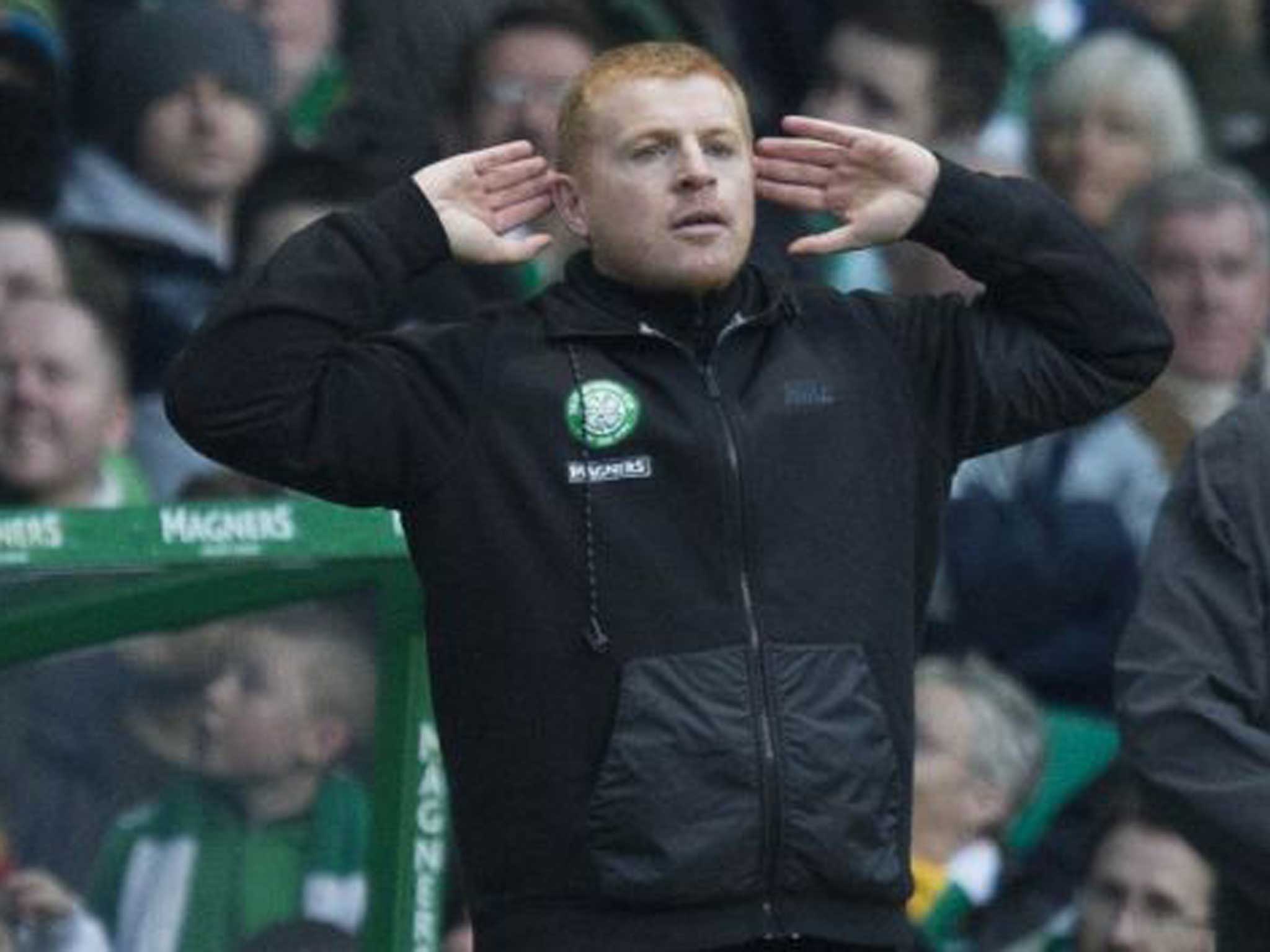 Head Bhoy: Neil Lennon gesticulates during Celtic’s win against Aberdeen