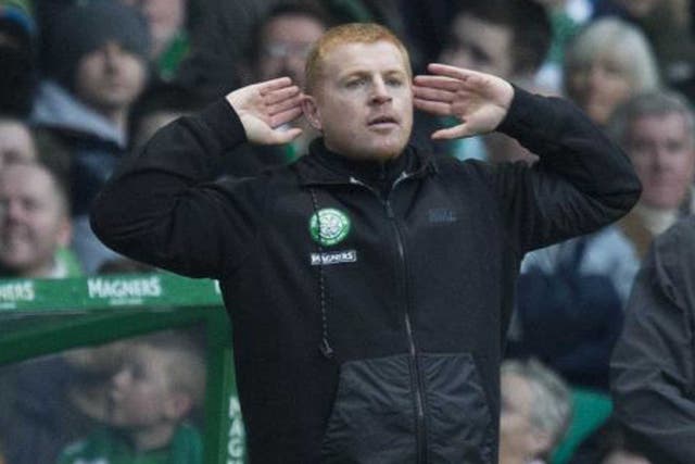 Head Bhoy: Neil Lennon gesticulates during Celtic’s win against Aberdeen
