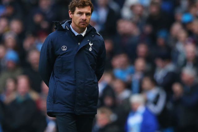 Andre Villas-Boas the manager of Tottenham Hotspur looks on during the Barclays Premier League match between Manchester City and Tottenham Hotspur