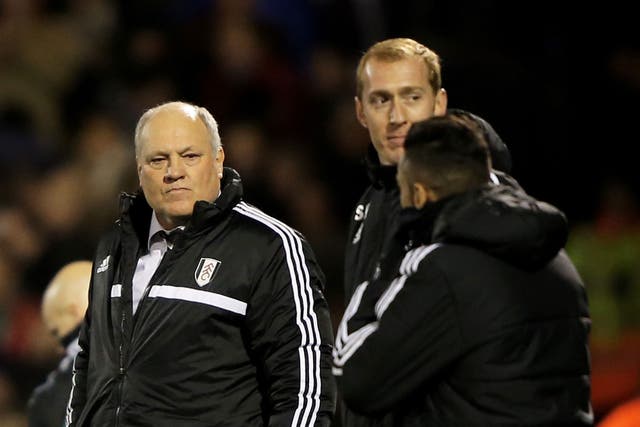 Martin Jol (left) walks off the pitch after Fulham's defeat to Swansea