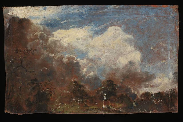 The V&A says it has discovered a previously unknown oil sketch by John Constable tucked beneath the lining of another work