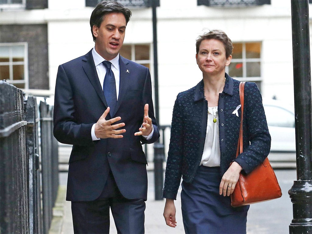 Ed Miliband with Home Secretary Yvette Cooper