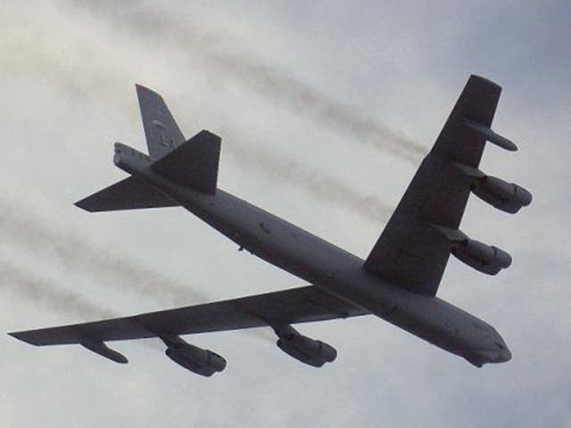 China said it was monitoring two US bombers flying over the South China Sea (File photo of a B-52 bomber)