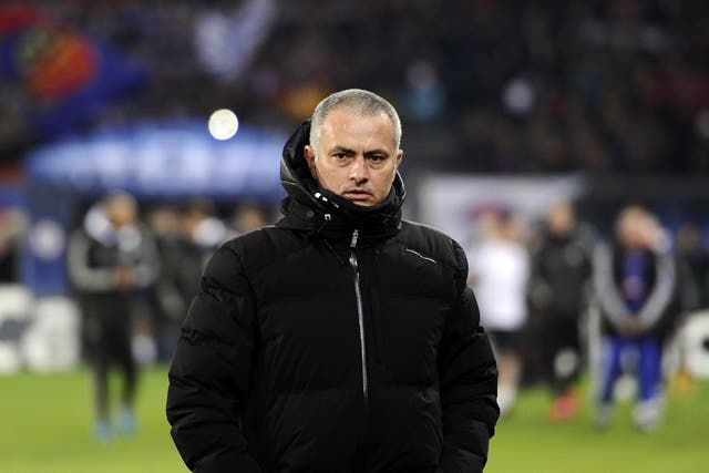 Jose Mourinho leaves the St Jakob-Park pitch after Chelsea's 1-0 defeat to Basel