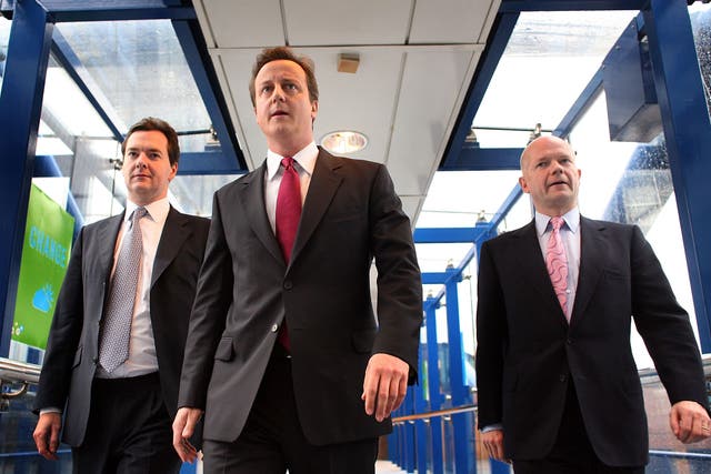 The boys are back in town: George Osborne, David Cameron and William Hague at the Conservative Party Annual Conference in September
