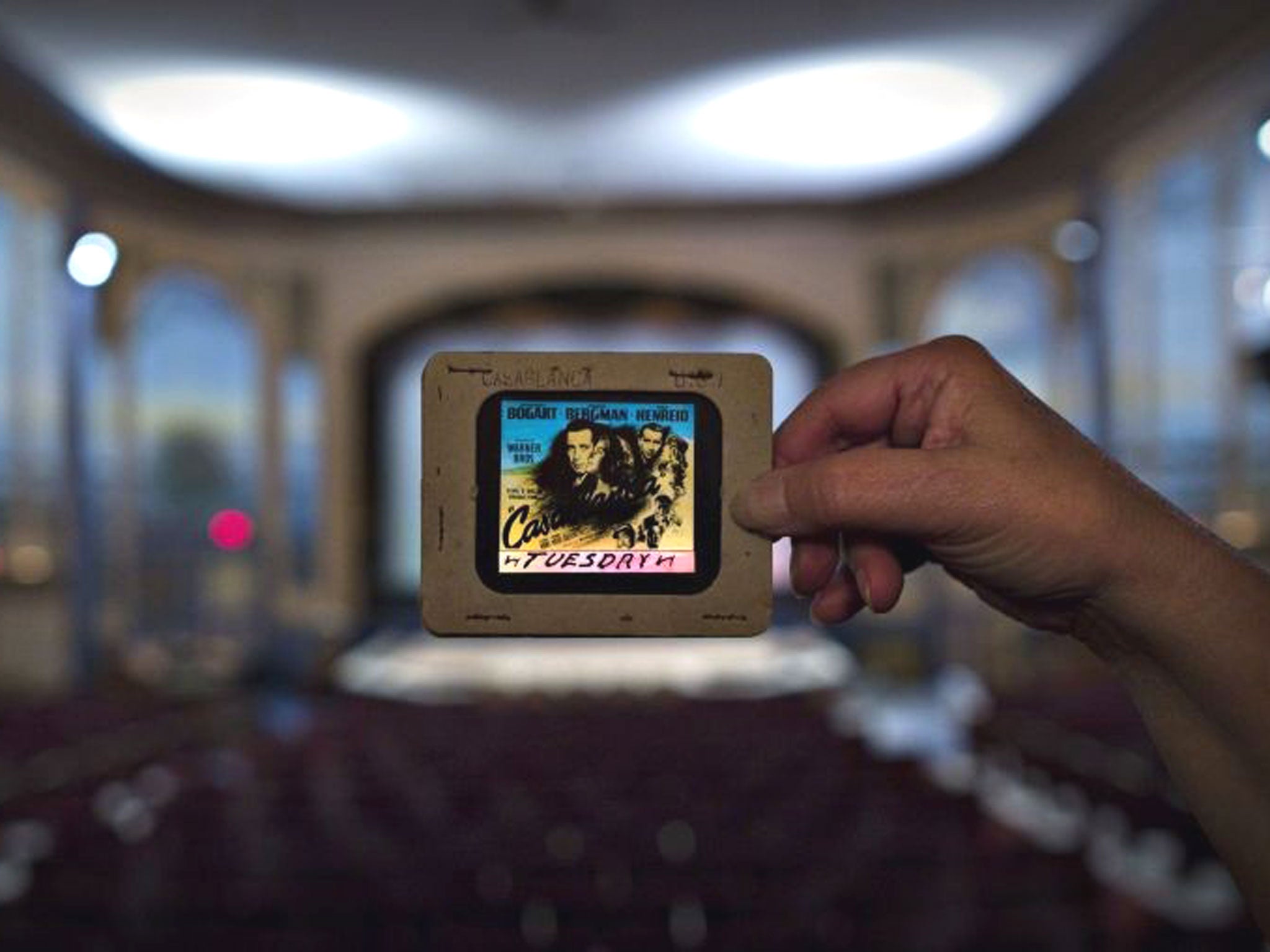 The Patricia was founded in 1913 and entertained customers with silent movies, vaudeville shows and even local boxing matches. This is an original slide from the movie 'Casablanca' inside The Patricia in Powell River, British Columbia. Click through to see more images from the theatre