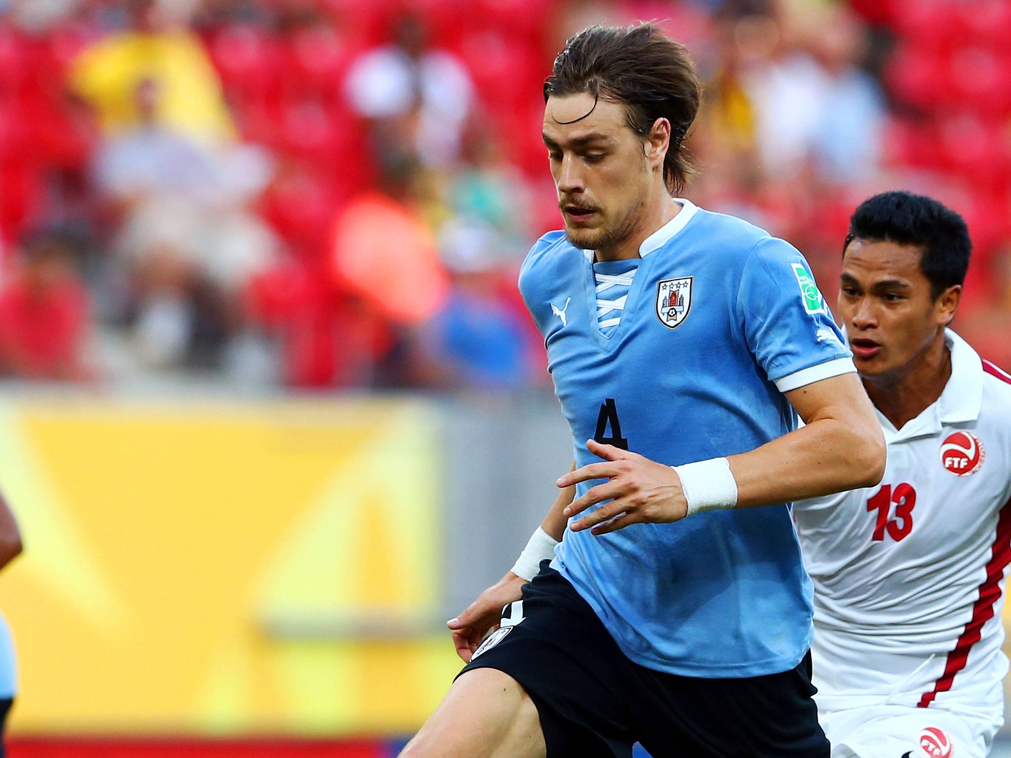 Sebastian Coates in action for Uruguay
