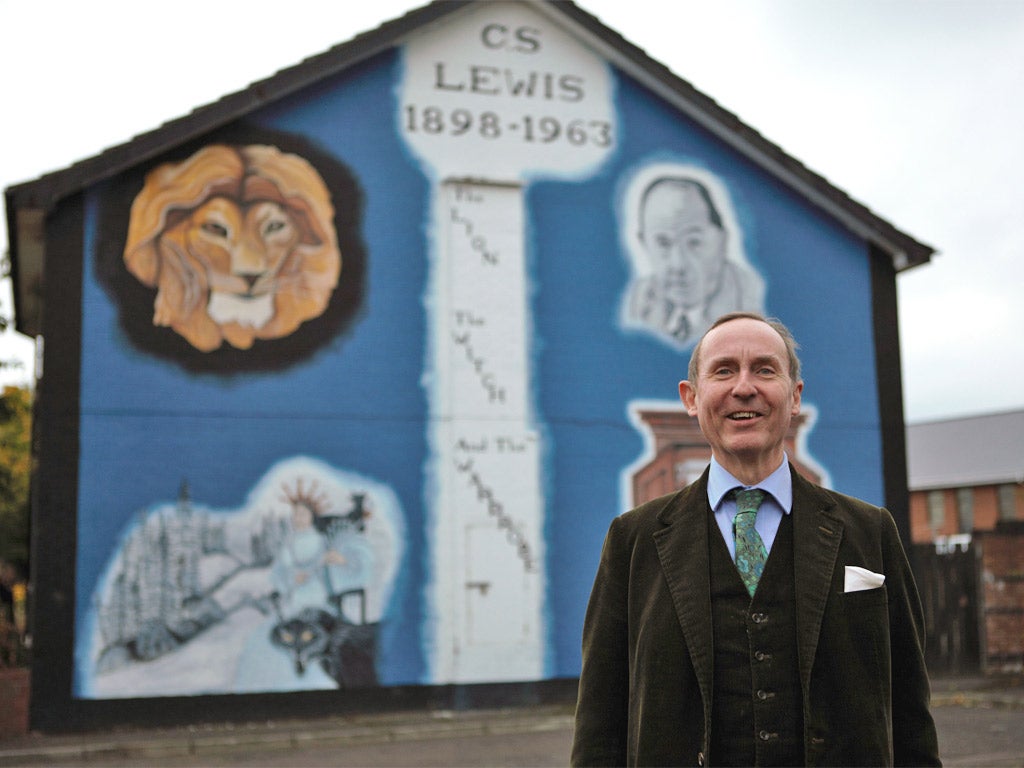 Home truths: AN Wilson in front of a CS Lewis mural in the writer’s native Belfast