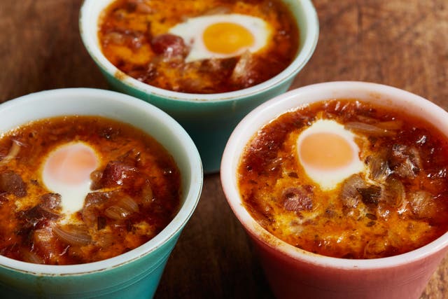 Baked Quails' Eggs, Trotter and Bacon