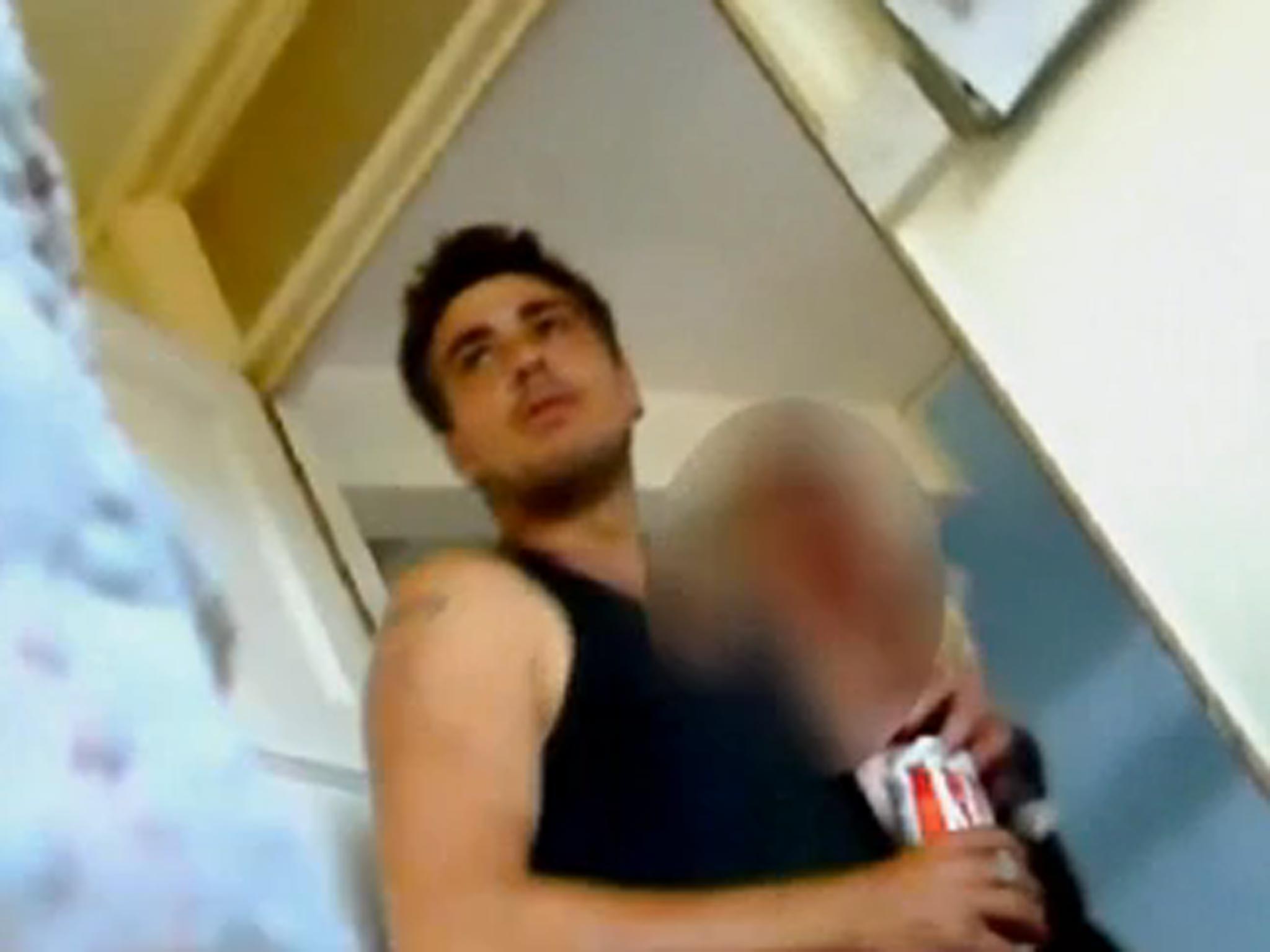 A screengrab from a video taken by the victim Bijan Ebrahimi, where Lee James can see been verbally abusing him