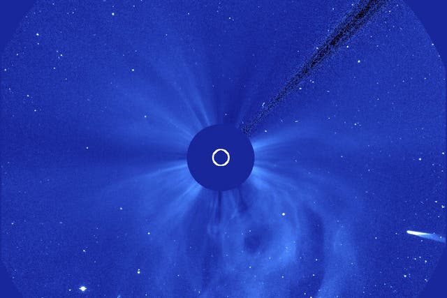 Comet ISON enters the field of view of the European Space Agency/NASA Solar and Heliospheric Observatory