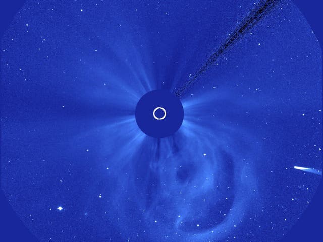 Comet ISON enters the field of view of the European Space Agency/NASA Solar and Heliospheric Observatory