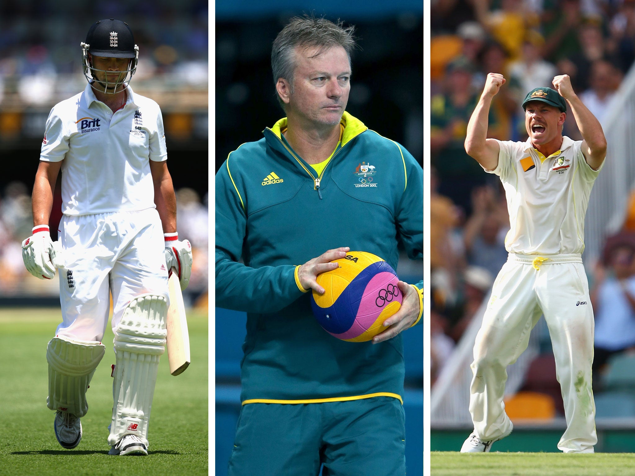 Steve Waugh (C) has criticised David Warner (R) for his comments about Jonathtan Trott (L)