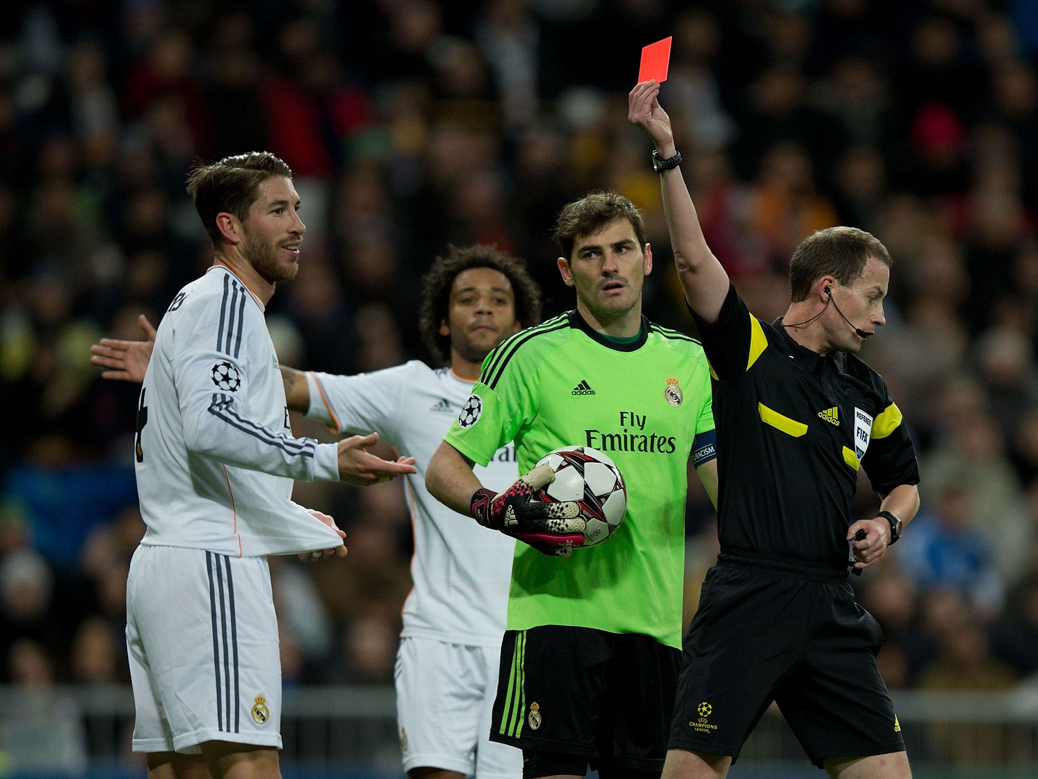 Sergio Ramos is sent-off against Galatasaray - for the 17th time in his Real Madrid career