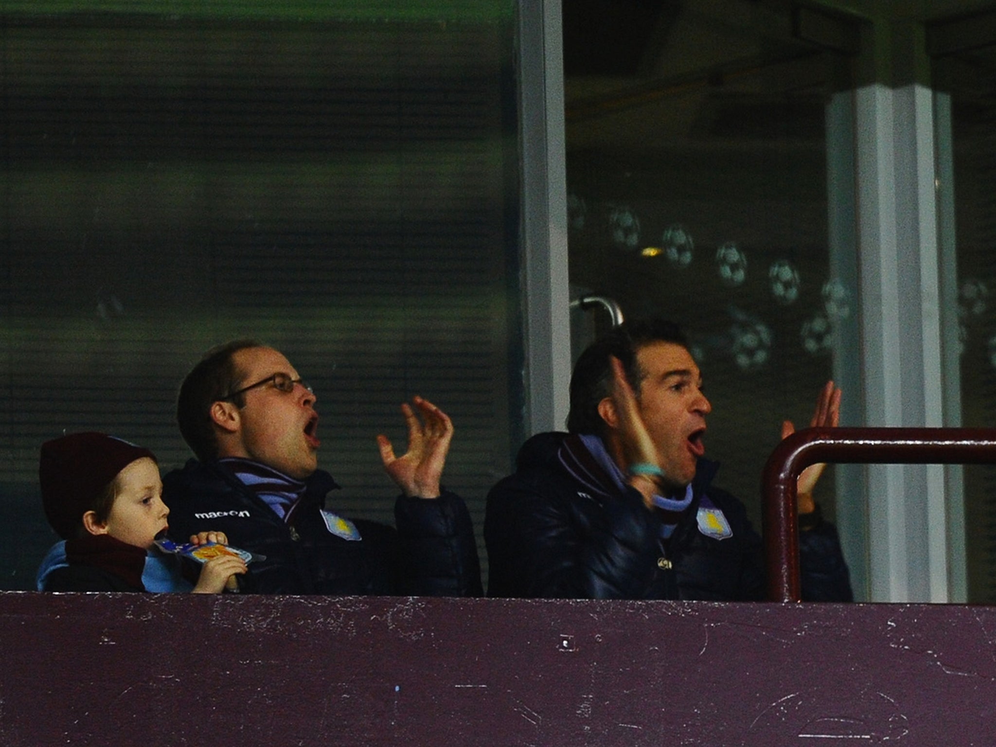 Prince William watches Aston Villa go close to scoring