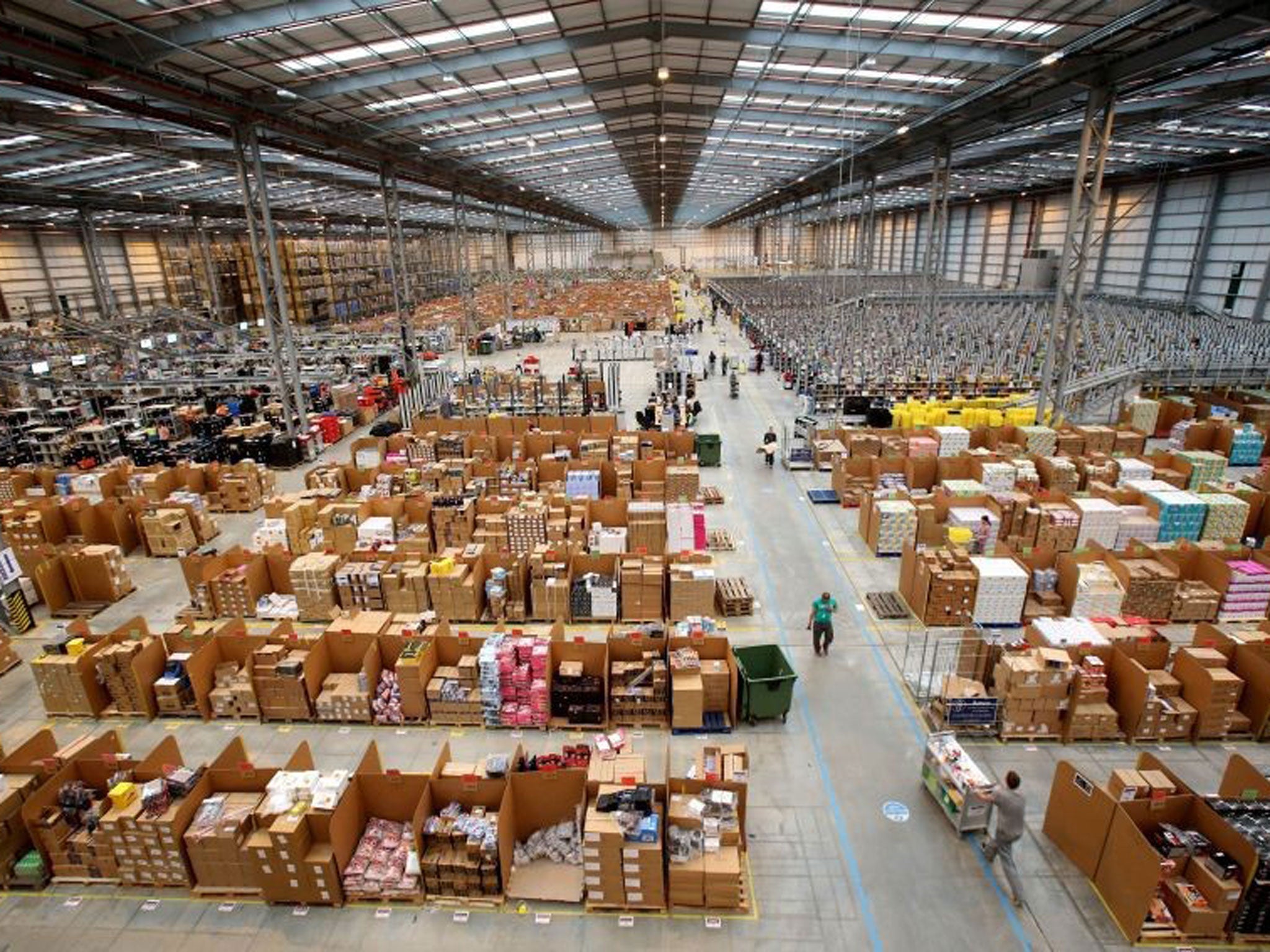 The Amazon fulfillment centre in Peterborough, Cambridgeshire. Online retailers are expecting their busiest day of the year as pre-Christmas shoppers take part in Cyber Monday